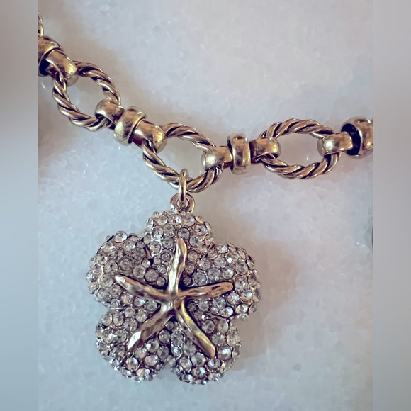 Sea Stars Rhinestones Bronze Necklace - Picture 6 of 8